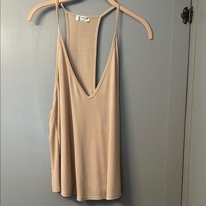 Free People Beige V-Neck Tank Top